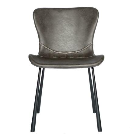 HOMEROOTS Faux Faux Leather Side Chairs, Dark Gray, 2PK 400682